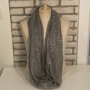 Grey Sparkly Mesh Tube Scarf